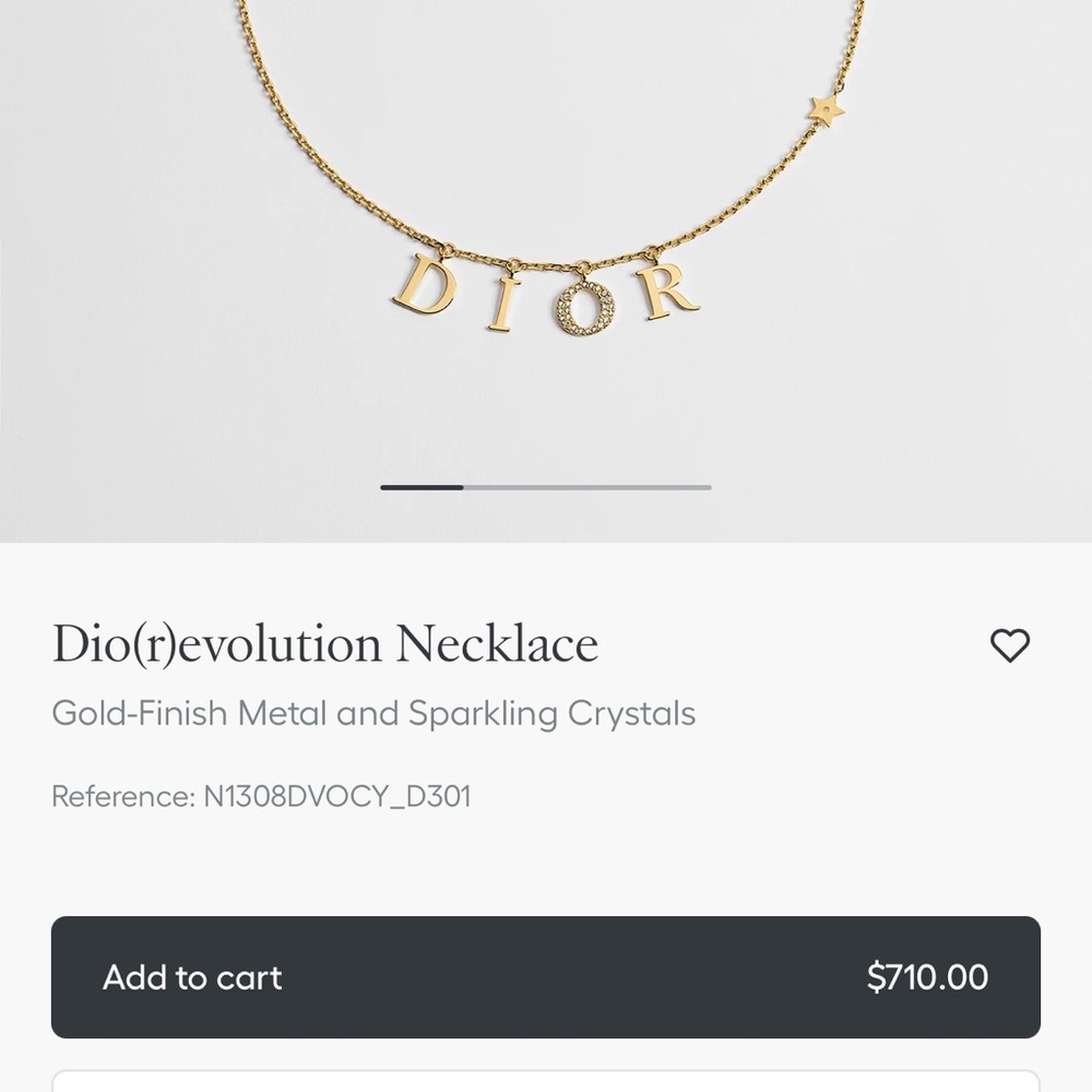 Dior Gold Letter Charm Necklace with Pave 'O' - Picture 4 of 4